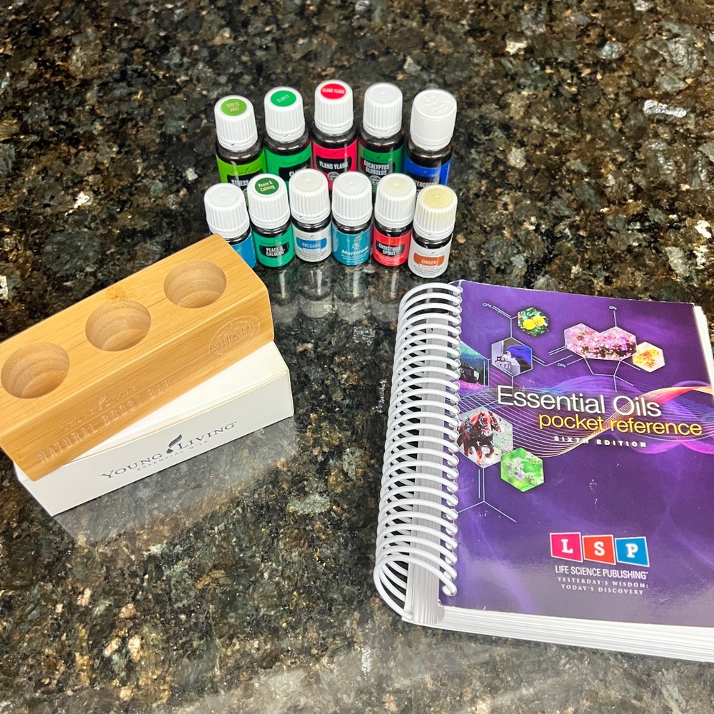 Young Living Essential Oils with Bamboo Holder and Guide